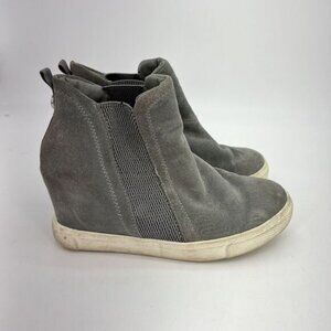 Steve Madden Boots Womens 7 Leii Hidden Wedge Chelsea Ankle Bootie Gray Suede